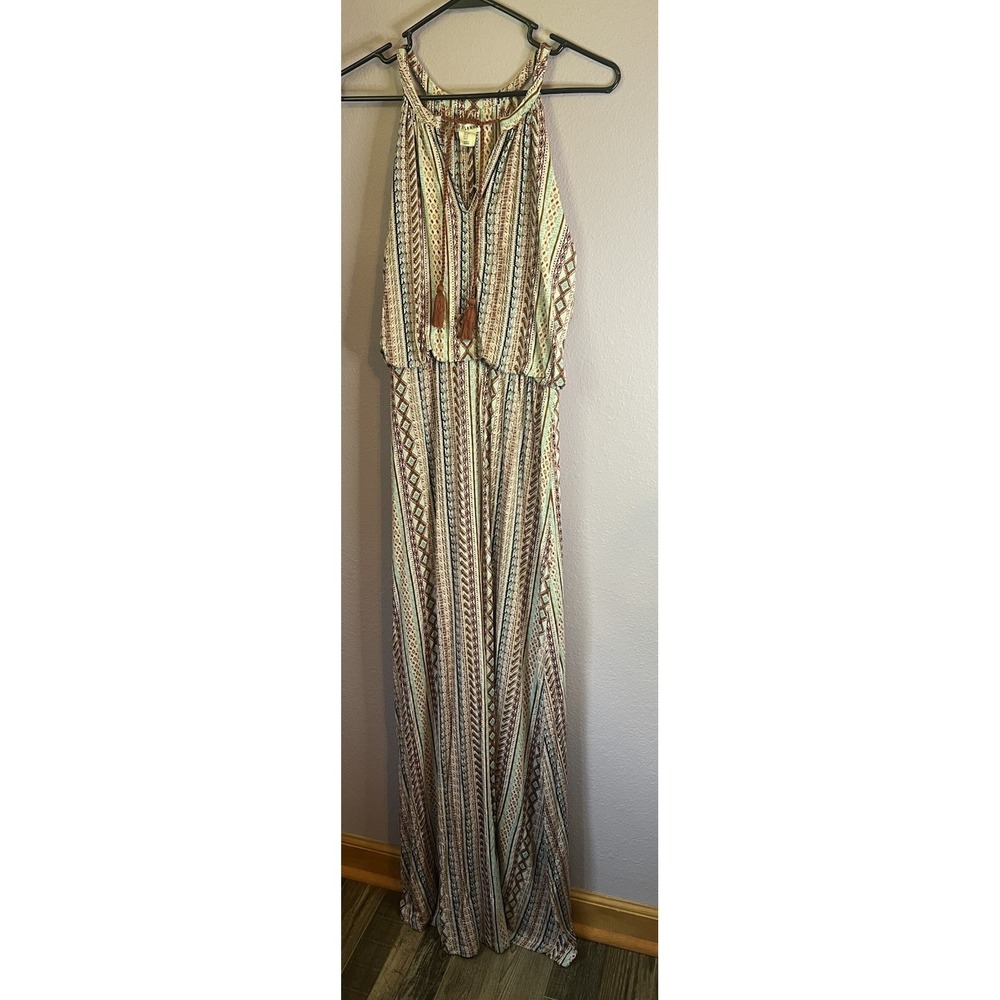 Artisan NY New York Multicolor Print Boho Maxi Dress‎ Size Small
